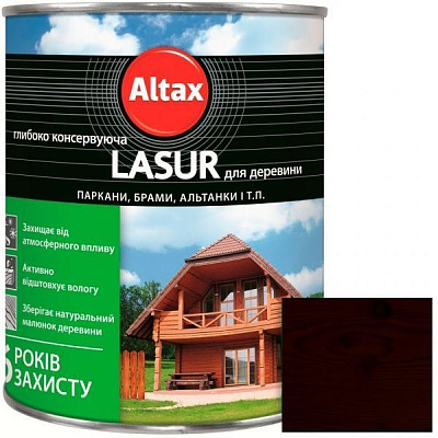 Лазурь глубоко консервирующая Altax Lasur для древесины коричневый полумат 0,75 л