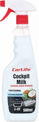 Полироль Cockpit Milk CarLife для панели приборов кокос 500 мл