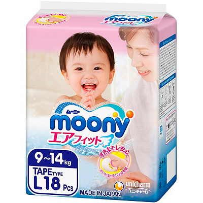 Підгузки Moony L 9-14 кг 18 шт.