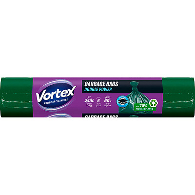 Мішки для побутового сміття Vortex Hulk MAX міцні 240 л 5 шт.