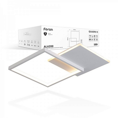 Світильник світлодіодний Feron AL6200 QUADRO S 50 Вт білий матовий 2700-4000-6500 К