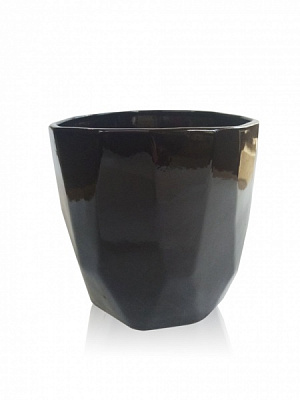 Кашпо керамическое 17х17х16 cм фигурный 1,5 л темно-серый (205-16) 