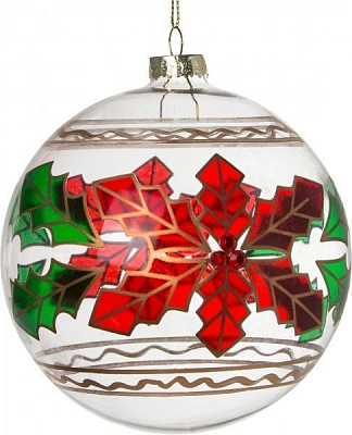 Шар стеклянный Пуансеттия d100 JF152670R-10 прозрачный