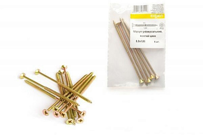 Шуруп универсальный потайная головка ЦЖ 5x120 мм 5 шт. желтый Expert Fix