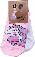 Комплект шкарпеток Молли № 2 рожевий єдиноріг + білі р.22–24 в асортименті 