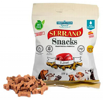 Снеки SERRANO для собак ливер 100 г ЛС-40_8430235681781