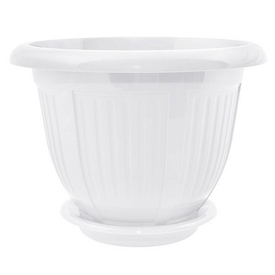 Вазон пластиковий Алеана Хвиля круглий 0,5л білий (112049)