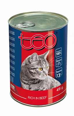 Консерва ТЕО для котов ж/б, 415 г с говядиной