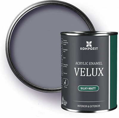 Эмаль акриловая Kompozit VELUX 110 сіра гавань шелковистый мат 0,75л