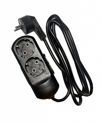 Удлинитель Neomax без заземления 2 гн. черный 3 м NX510203