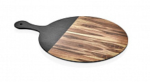 Дошка сервірувальна кругла з ручкою Wood-Black d-30 см Külsan