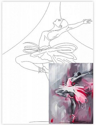 Холст на картоне с контуром Балерина Rosa Start 