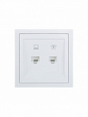 Механізм розетки комп'ютерна + телефонна HausMark Juna IP20 білий 7041-0288-143