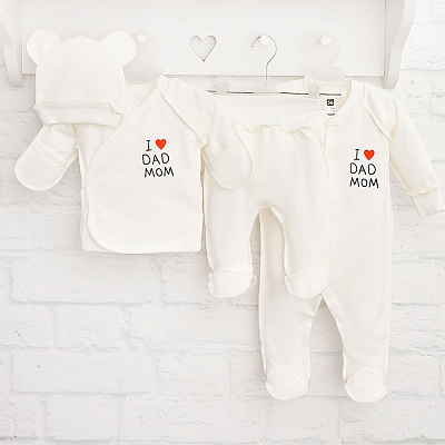 Комплект для новорожденных Blanka Люблю папу маму молочный р.50-56 110913