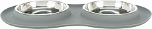 Миска Trixie для котів подвійна сіра метал/силікон 2x0,3 л 16 см (24981)