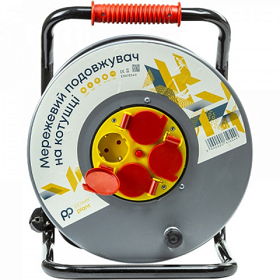 Удлинитель на катушке PowerPlant JY-20022/50 без заземления 4 гн. черный 50 м EX610549 