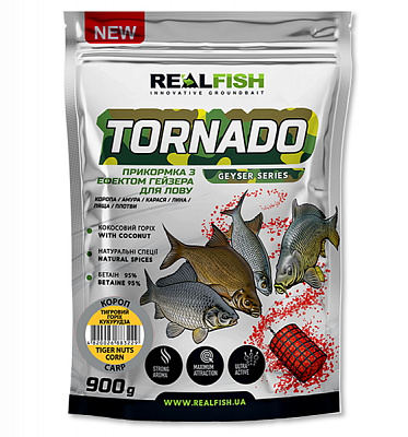 Прикормка RealFish 900 г тигровый орех/ кукуруза Tornado