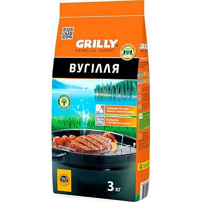 Уголь GRILLY древесный 3 кг