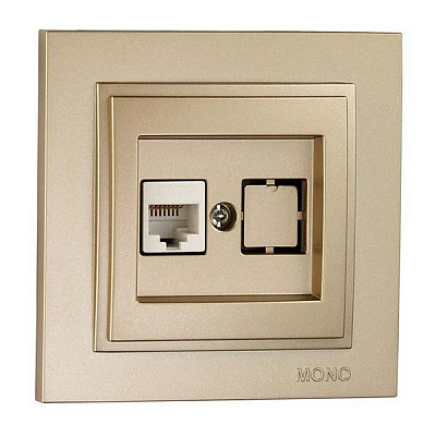Розетка комп’ютерна із заземленням Mono Despina без шторок без кришки бронзовий 102-232305-125