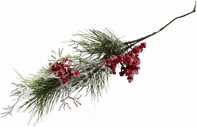 Веточка декоративная с ягодами заснеженная 60 см EYK5-065  
