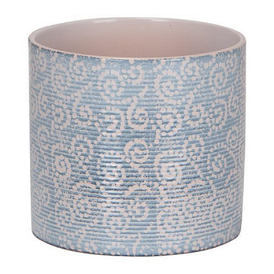 Кашпо керамическое Scheurich Denim с принтом круглый 0,98л серо-голубой 