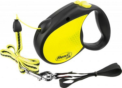 Повідець-рулетка FLEXI Neon Reflect S чорний із жовтим до 12 кг 5 м