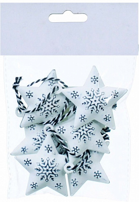 Набір новорічних прикрас Зірка біло-чорна M-375963 6 шт./уп.