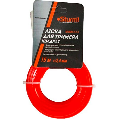 Леска для триммеров Sturm GT3535-2.4-4 15 м квадрат O2,4 мм