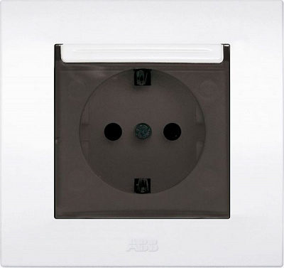 Розетка с заземлением ABB Cosmo без шторок с крышкой белый 619-010200-218