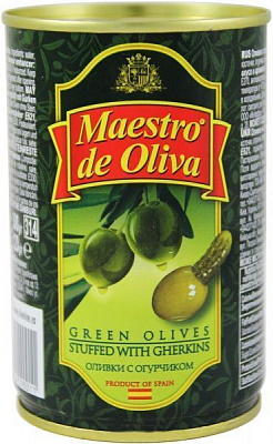 Оливки Maestro De Oliva на огурчиках 300 г