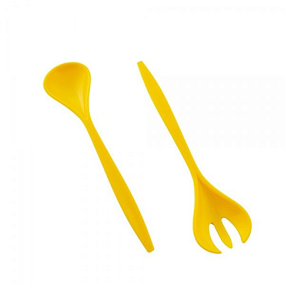 Набор ложка и вилка для салату Мульти желтый Алеана