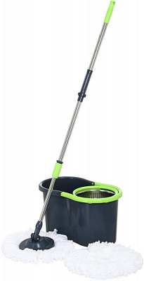 Комплект швабра и ведро с механическим отжимом для пола OBERY Double Twist 16 см синий