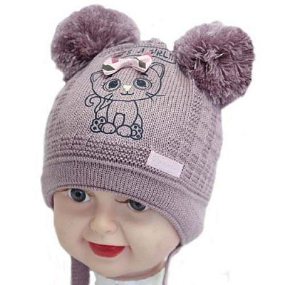 Шапочка дитяча для дівчинки Kraft 2213 р.42-44 темна пудра 2213