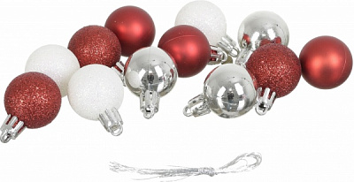 Набор новогодних украшений CAN215530 белый с красным d3 мм 12 шт./уп. 