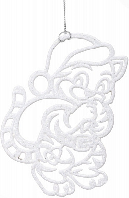 Подвеска Тигрик с мешком 2Д d 12 см белый