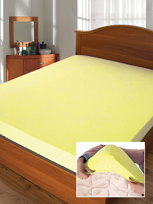 Простынь на резинке Дизайн 7 (махровое) 200x90 см желтый Ярослав 