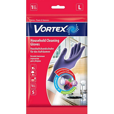 Перчатки латексные Vortеx с В5 и запахом лесных ягод суперкрепкие р.L 1 пар/уп. фиолетовые 
