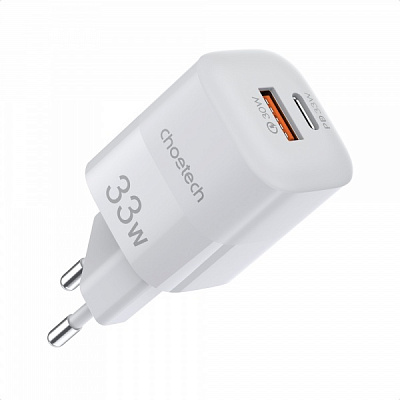 Мережевий зарядний пристрій Choetech PD5006-EU-WH GaN USB-A/USB-C 33Вт QC3.0/PD/PPS