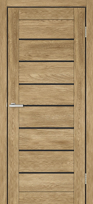 Дверное полотно ОМиС Lego 10 ВG (с фрезеровкой п/з 96/85) ПО черное стекло 800 мм дуб нэшвилл