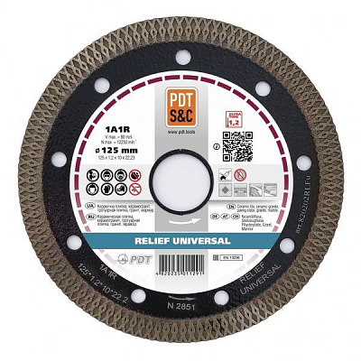 Диск алмазний відрізний PDT 1A1R RELIEF UNIVERSAL 125x1,2x22,2 граніт, мармур, тротуарна плитка, керамогран