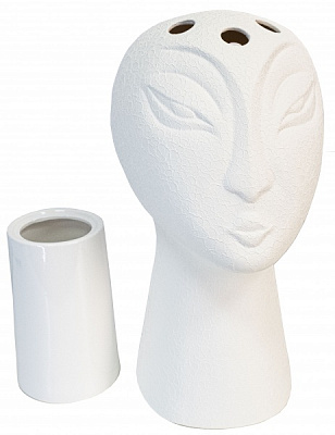 Ваза керамическая Nana ceramics Голова 43 см шелк белый 