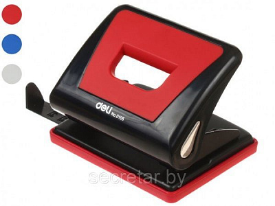 Дырокол с резиновыми вставками 15 листов красный Deli