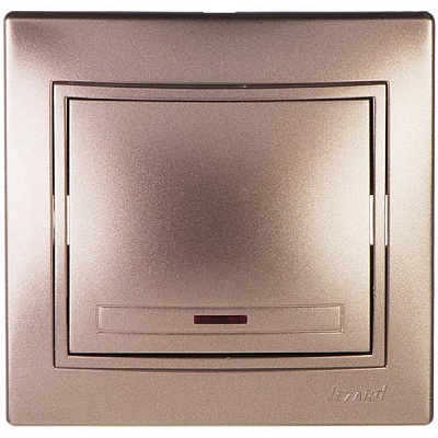 Вимикач одноклавішний Lezard Mira з підсвіткою 10 А 250В IP20 світло-коричневий