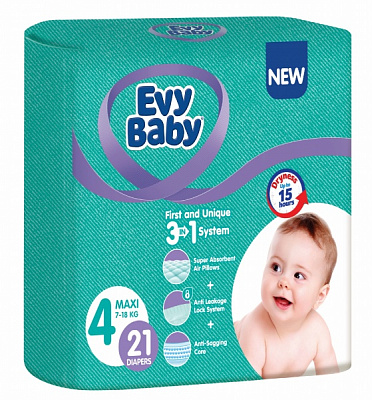 Підгузки Evy Baby Maxi 7-18 кг 21 шт.