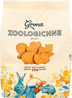 Печенье Grona Зоологическое цветное 4820156631042 250 г 