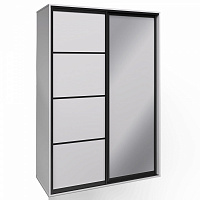 Шафа-купе Стела 1дз+1ДСП+перегородки Visent ДСП 1400x600x2400 мм білий двері ДСП/дзеркало