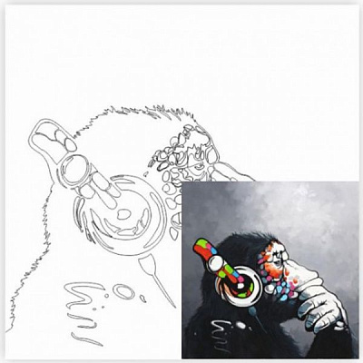 Холст на картоне с контуром «Music» Rosa Start 