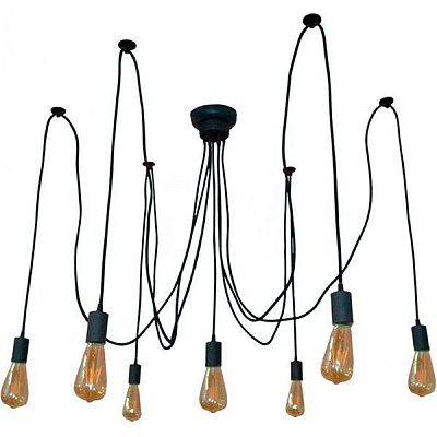 Люстра подвесная Геотон НСБ 02-7х60-959 Паучок-6+1 7x60 Вт E27 черный 