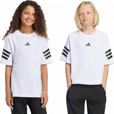 Футболка Adidas J FI 3S TEE WHITE/BLACK KC1965 р.13-14YRS белый