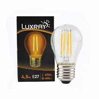 Лампа світлодіодна Luxray FIL 4,5 Вт G45 прозора E27 220 В 2700 К LXF427-A45-2704/5 